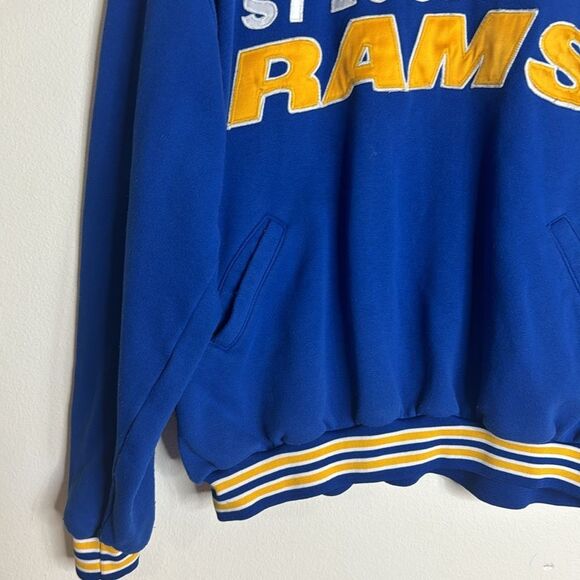 90s NFL St. Louis Rams Sweatshirt Embroidery Logo Blue Color Men’s large - Picture 4 of 10
